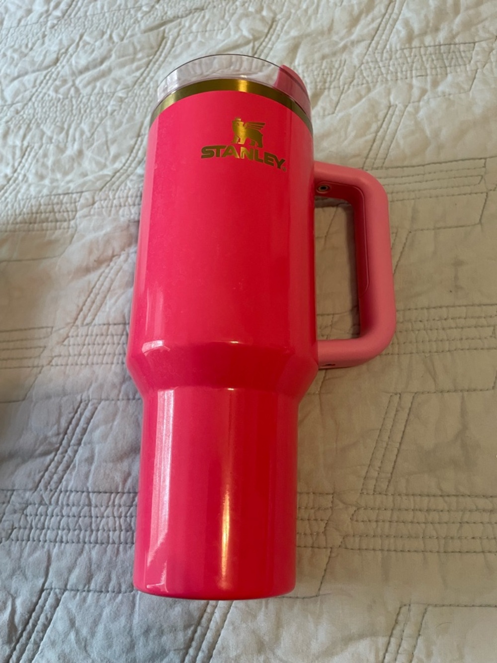 Stanley Hot Neon Pink Travel Mug with Handle